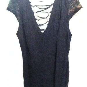 Black Lace Dress with Crisscross Back